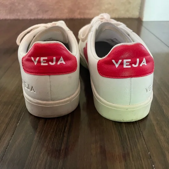 Veja White and Red Campo Sneakers - Picture 2 of 3